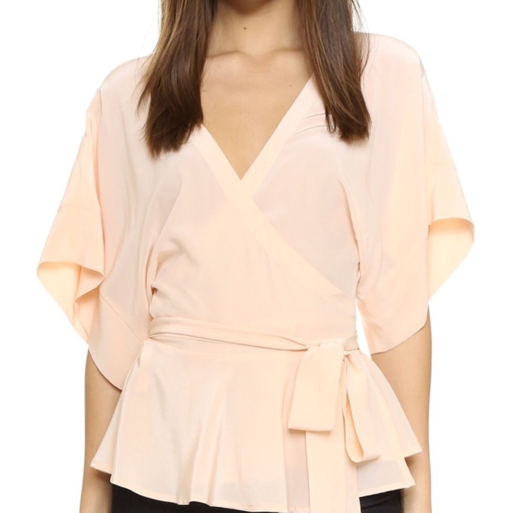 Silk wrap kimono sleeve top